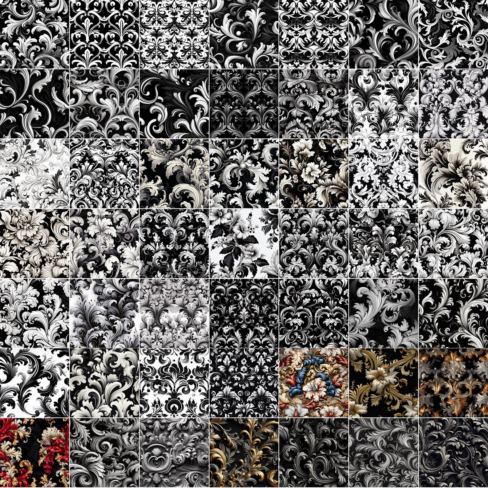 150 Patterns 150 Procreate Baroque Patterns | Floral Baroque Procreate Texture ...