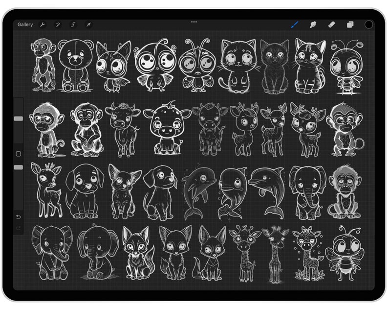 38 Procreate Cute Animals Part2 Stamp Brushes Procreate Etsy