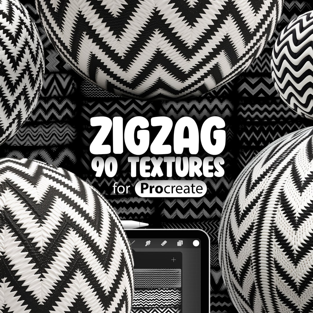 90 Procreate Zigzag Textures Procreate Embroidered Zigzag Brushes