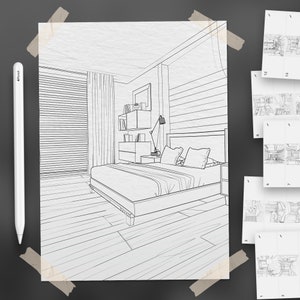 100 Procreate Rooms 2 Backgrounds Stamps | Procreate Study Room ...