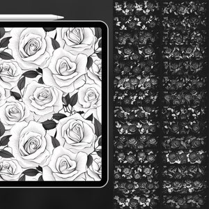 110 Procreate Roses Patterns | Flowers Procreate Seamless Texture ...