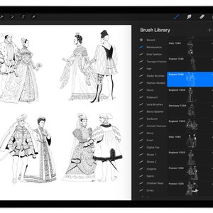39 Procreate Renaissance Fashion Stamp Brushes 39 Photoshop - Etsy