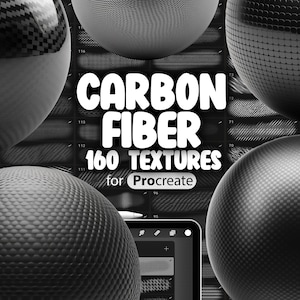 160 Procreate Carbon Fiber Textures | Procreate Classic Black Carbon Fiber Brush | Procreate Matte Carbon Fiber Brush | 3D Carbon Fiber
