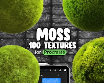 100 Procreate Moss Textures | Forest Moss Procreate Texture Seamless Brushes | Procreate Moss Brushes