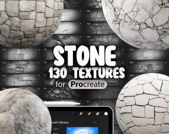130 Procreate Stone Textures | Stone Procreate Texture Seamless Brushes | Interior Procreate Stone Wall | Exterior Procreate Stone Paving