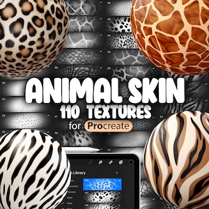 110 Procreate Animal Skin Textures / Pennelli Procreate Texture Seamless con stampa animale / Texture con stampa leopardata / Pennello Procreate Animal Skin