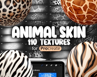 110 Procreate Animal Skin Textures | Animal Print Procreate Texture Seamless Brushes | Leopard Print Texture | Procreate Animal Skin Brush