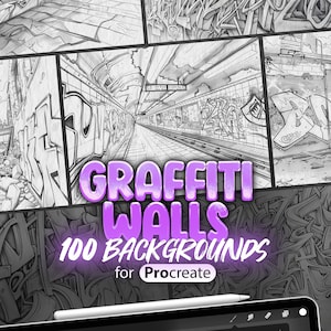 100 Procreate Graffiti Walls Backgrounds | Procreate Urban Decay Stamps | Procreate Street Art | Procreate Abandoned Building Graffiti Stamp