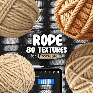 80 Procreate Texture di corda / Corda intrecciata Procreate Texture Pennelli senza soluzione di continuità / Corda intrecciata Procreate Texture / Corda di sisal Procreate Texture