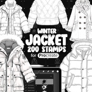 200 Procreate Winter Jacket Stamps | Procreate Clothes Stamp Brushes | Procreate Clothing Stamp Brushes | Procreate Fashion Stamp Brushes