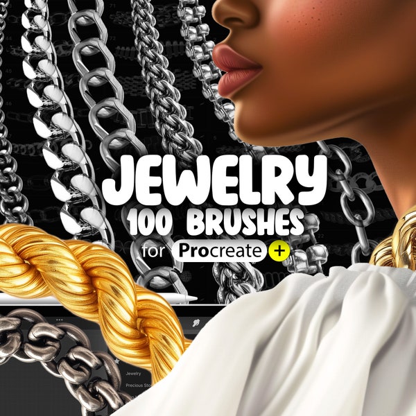 100 pinceaux à bijoux Procreate | Brosses à chaîne Procreate | Brosses pour bracelets procréer | Pinceaux pour collier procréer | Pinceaux Procreate Pearls