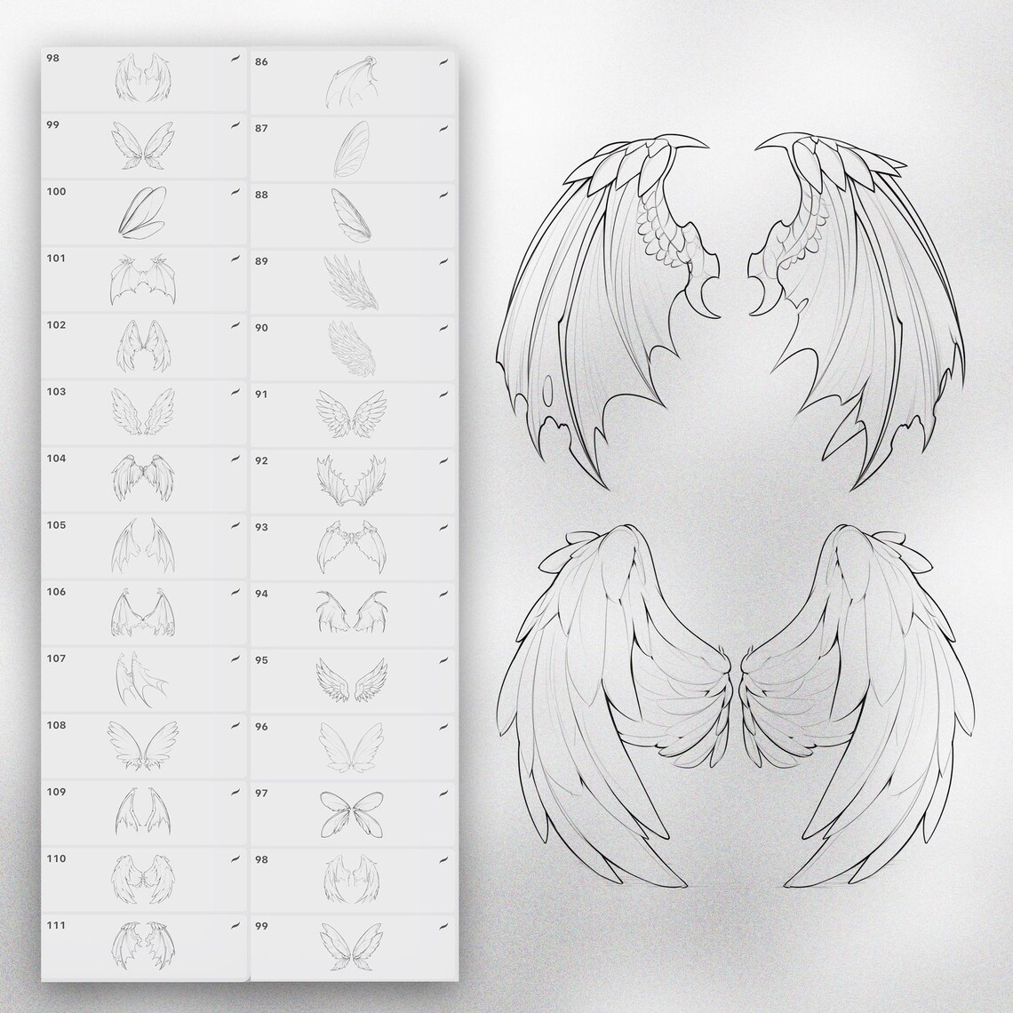 110 Procreate Wings References Stamps | Angel Wings Procreate | Bat ...