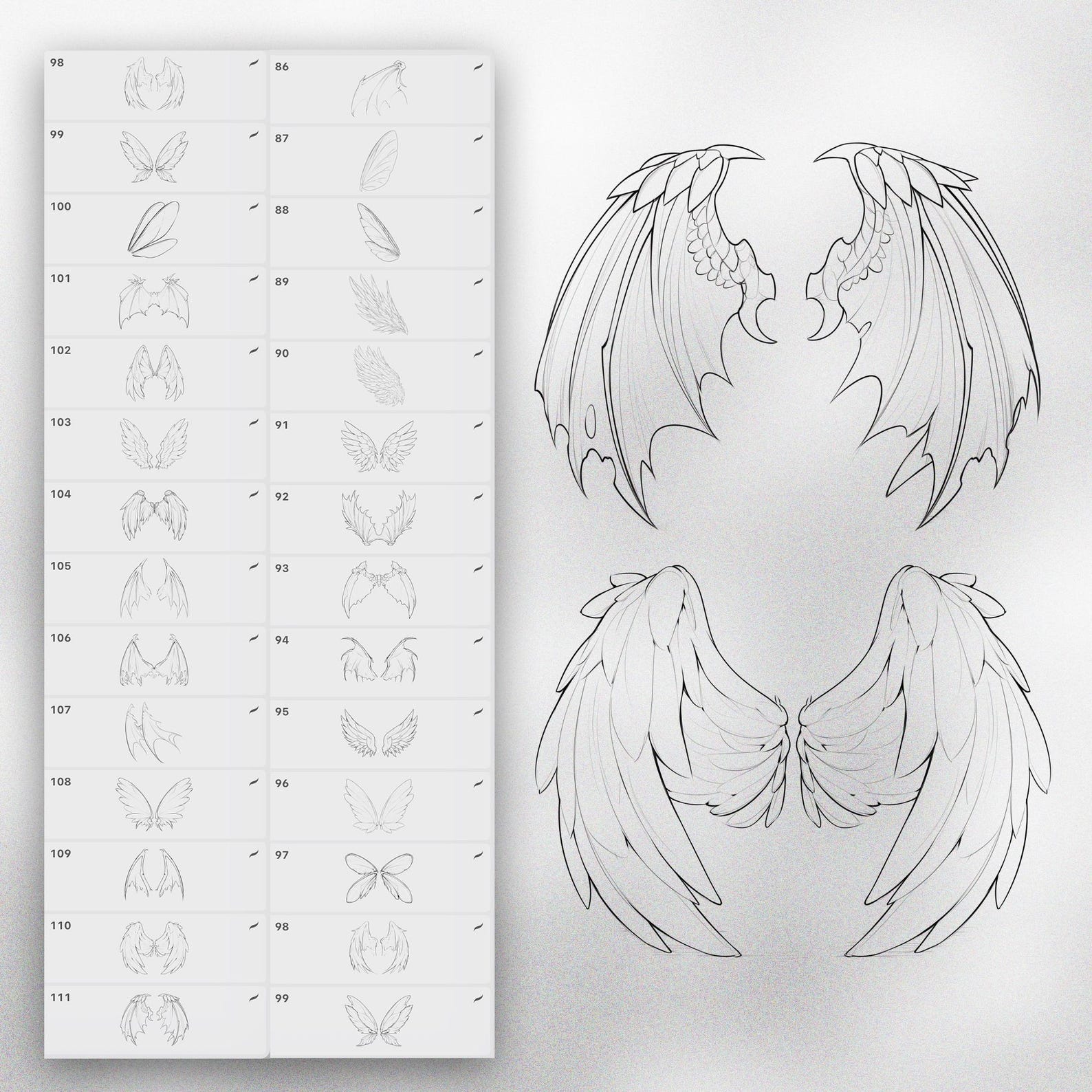 110 Procreate Wings References Stamps | Angel Wings Procreate | Bat ...