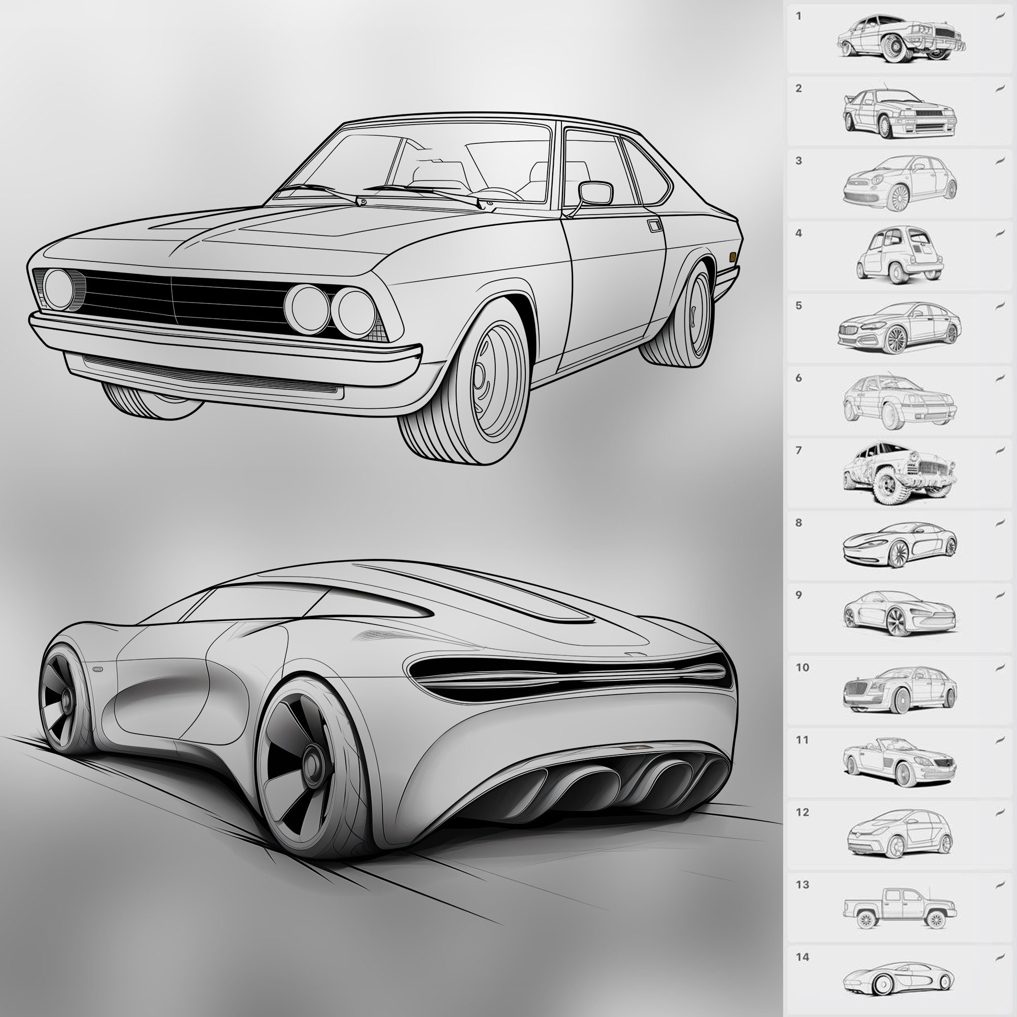 120 Procreate Cars Stamps | Procreate Sport Car Stamp Brushes ...
