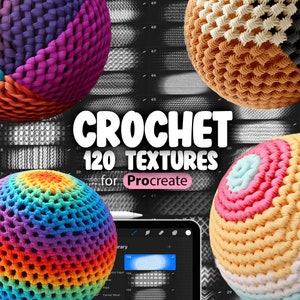 120 Procreate Crochet Textures | Fabric Procreate Texture Seamless Brushes | Procreate Crochet Stitch | Procreate Crochet Pattern