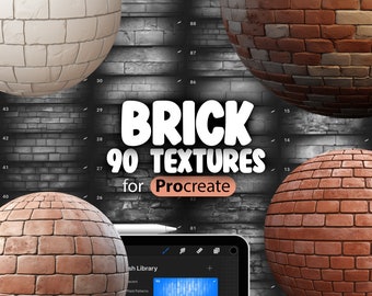 90 textures de brique Procreate | Bricks Procreate Texture Brosses sans couture | Procreate Brick Brus | Procréer des motifs de briques | Pierre de procréation