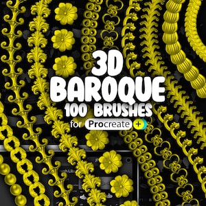100 Procreate 3D Baroque Brushes | Baroque Style Brushes Procreate | Procreate Ornate Brushes | Baroque Floral Brushes Procreate