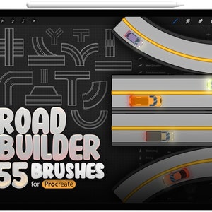 55 wegenborstels voor Procreate, wegenbouwer voor Procreate, wegenbouwer voor Procreate, stempelborstels wegenmaker voor Procreate