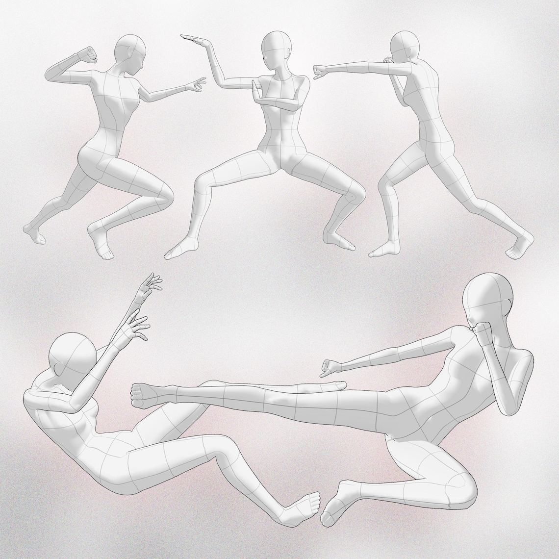 150 Manga Procreate Fighting Poses Stamp Brushes | Anime Fight Poses ...