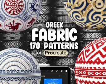170 Procreate Greek Patterns | Ancient Greece Embroidery Fabric Procreate Texture Seamless Brushes | Procreate Greece Ornament Pattern