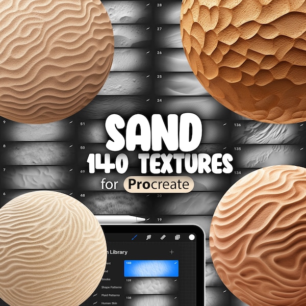 140 Procreate Sand Textures | Realistic Sand Procreate Seamless Brushes | Procreate Desert Brush | Procreate Dune Texture Brush | Beach Sand