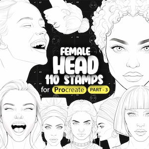 110 Procreate Female Head Stamps Part -3 | Procreate Woman Head Stamp Brushes | Procreate Girl Head Stamp Brushes | Procreate Face Brushes