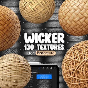 130 Procreate Wicker Textures | Natural Rattan Wicker Procreate Texture Seamless Brushes | Reed Wicker Texture | Bamboo Wicker Texture