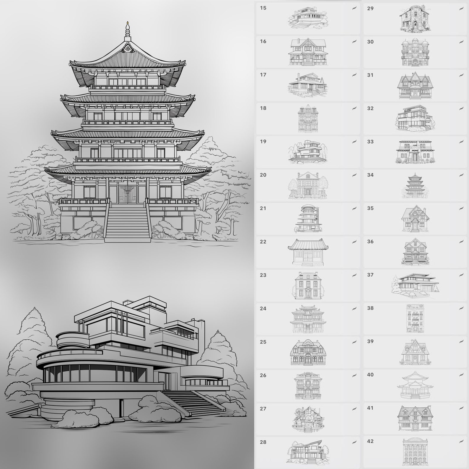 Procreate Map. House 120 Procreate Houses Stamp Brushes | Procreate House Brushes ...