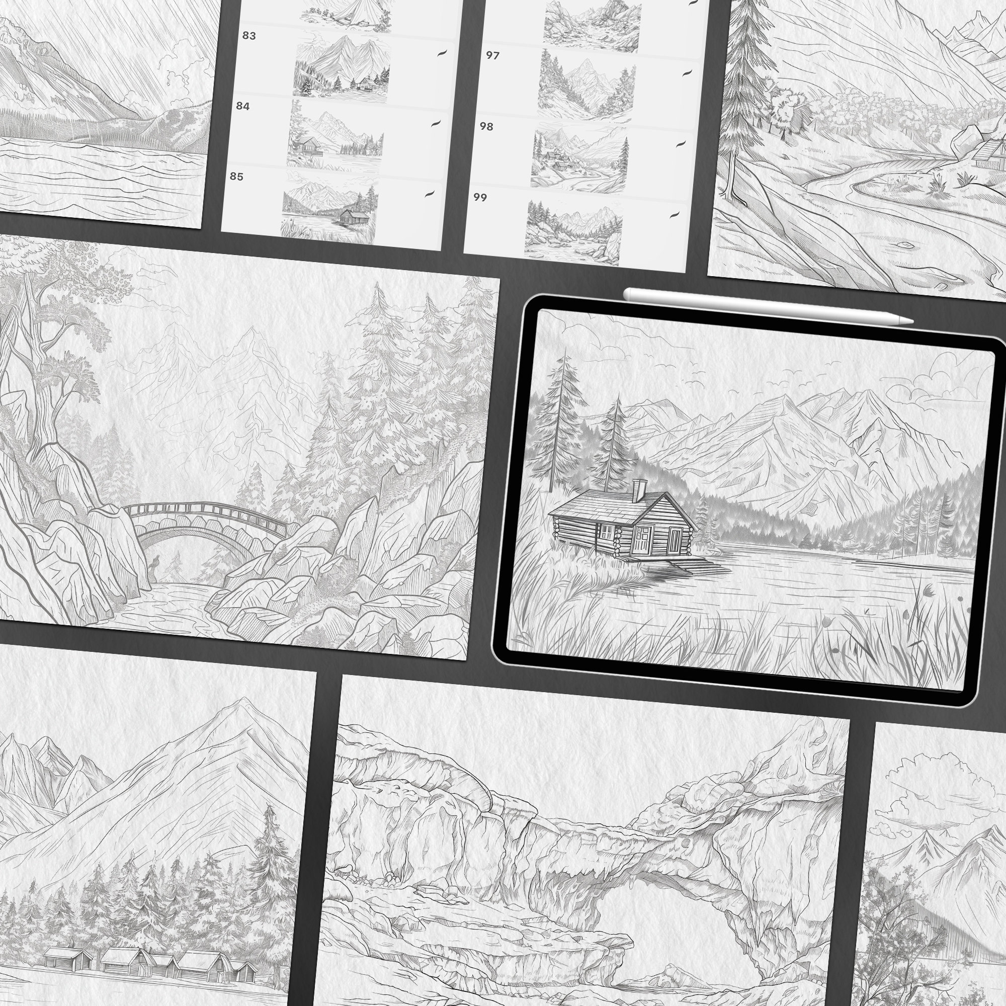 100 Procreate Mountains Stamp Brushes | Procreate Mountains Landscape ...