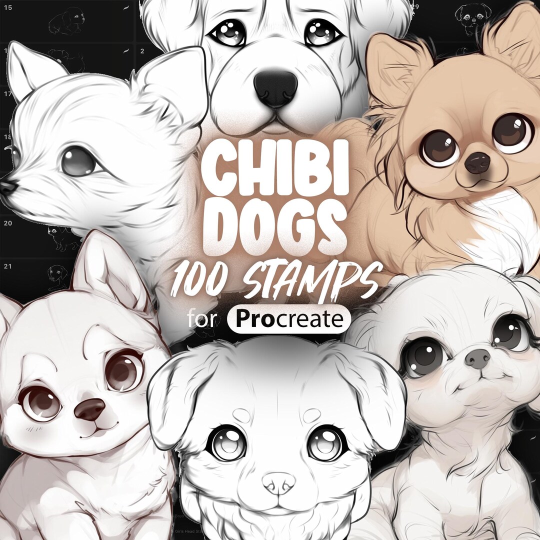 100 Procreate Chibi Dogs Stamps | Procreate Cute Dogs Stamps ...
