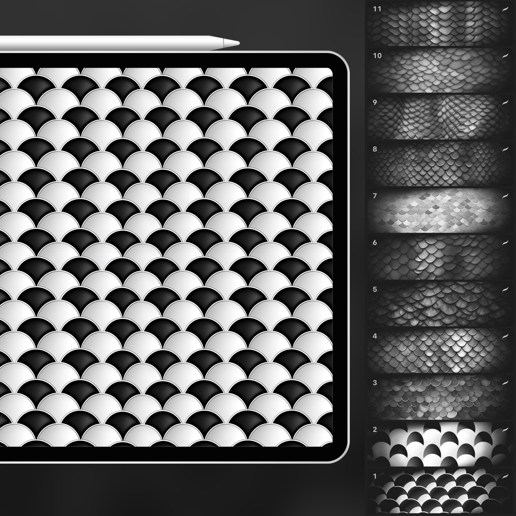 Easy Scale Texture 120 Procreate Scale Textures | Mermaid Scale Procreate Texture Seamless ...
