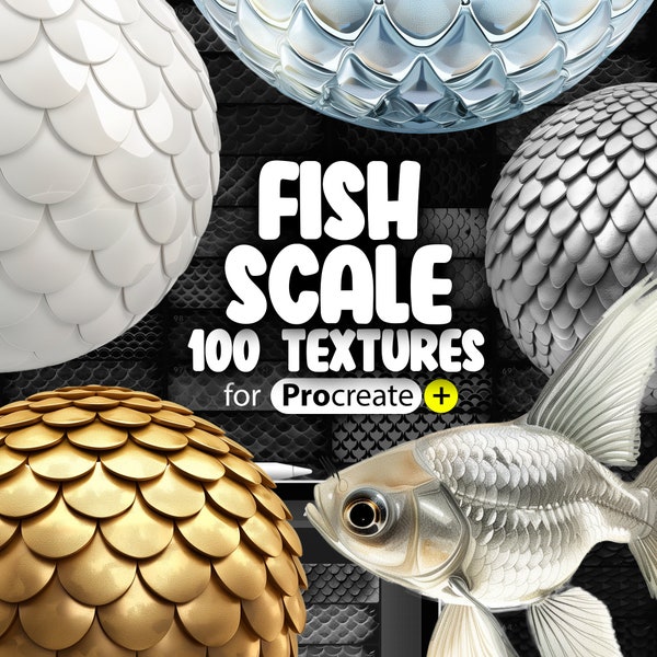 100 Procreate Fischschuppen Bürsten | Procreate Schlangenschuppen Bürsten | Procreate Meerjungfrau-Schuppen-Musterpinsel | Procreate Fisch-Skala-Texturen