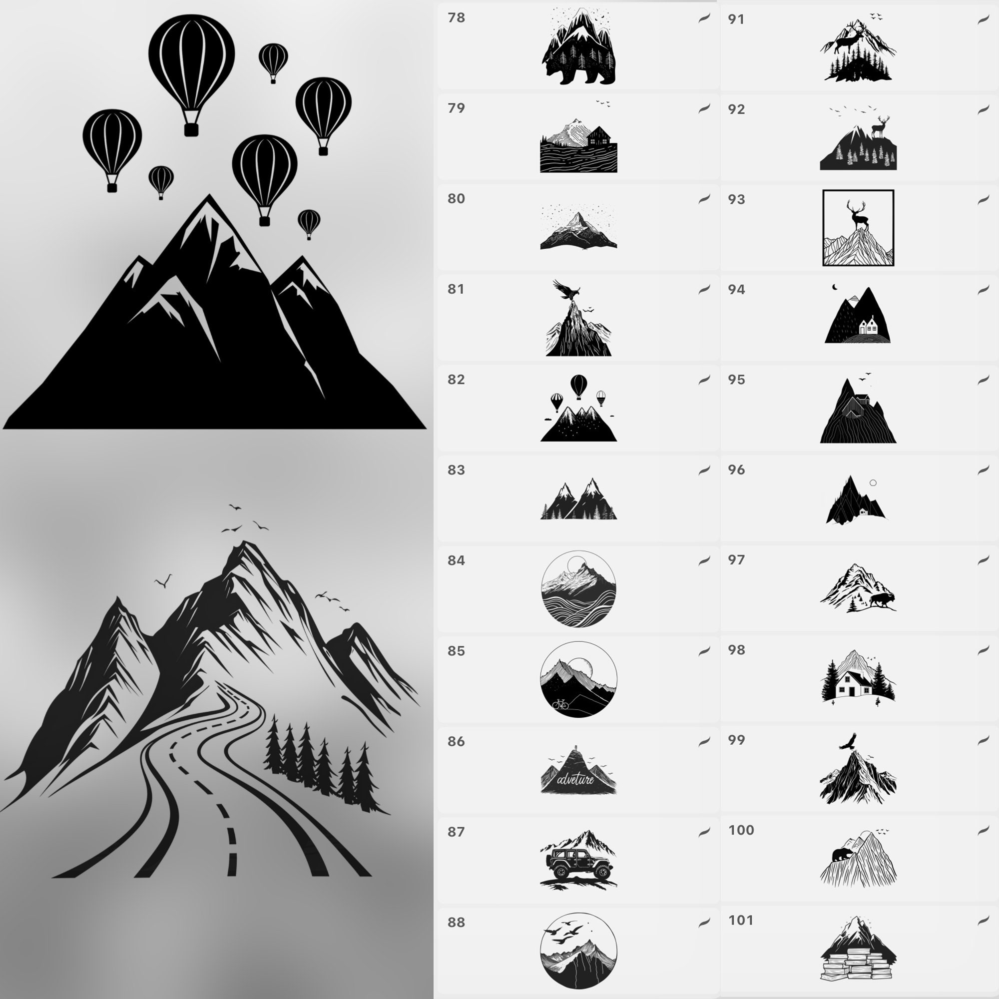 100 Procreate Mountains Logo Stamp Brushes - Etsy