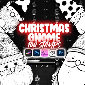 100 Procreate Christmas Gnomes Stamps | Procreate Xmas Stamp Brushes | Procreate Winter Stamp Brushes | Procreate Xmas Stamp Brushes