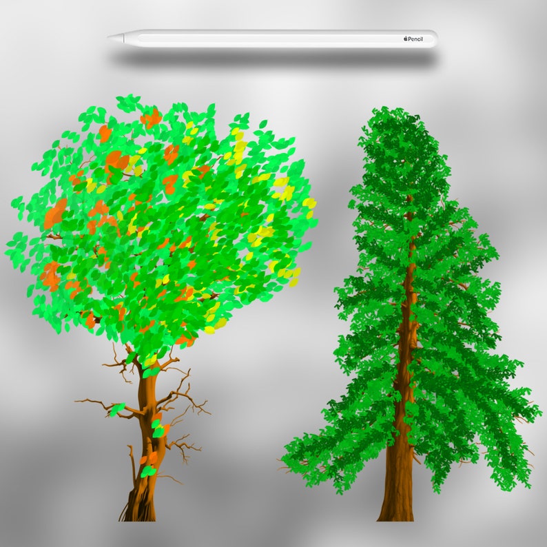 100 Procreate Trees Constructor Stamp Brushes | Procreate Dead Trees ...