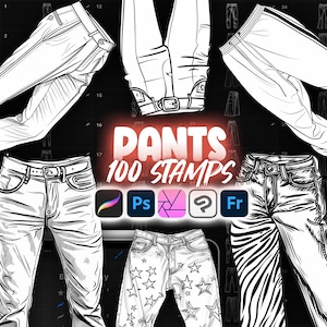 100 Procreate Women Pants Stamp Brushes | Procreate Fashion | Procreate Female Pants | Procreate Male Pants | Procreate Jeans Stamps