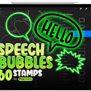 60 Procreate Manga Speech Bubbles Stamp Brushes, Procreate Cartoon Speech, Procreate Comic Book, Procreate Comic Bubble