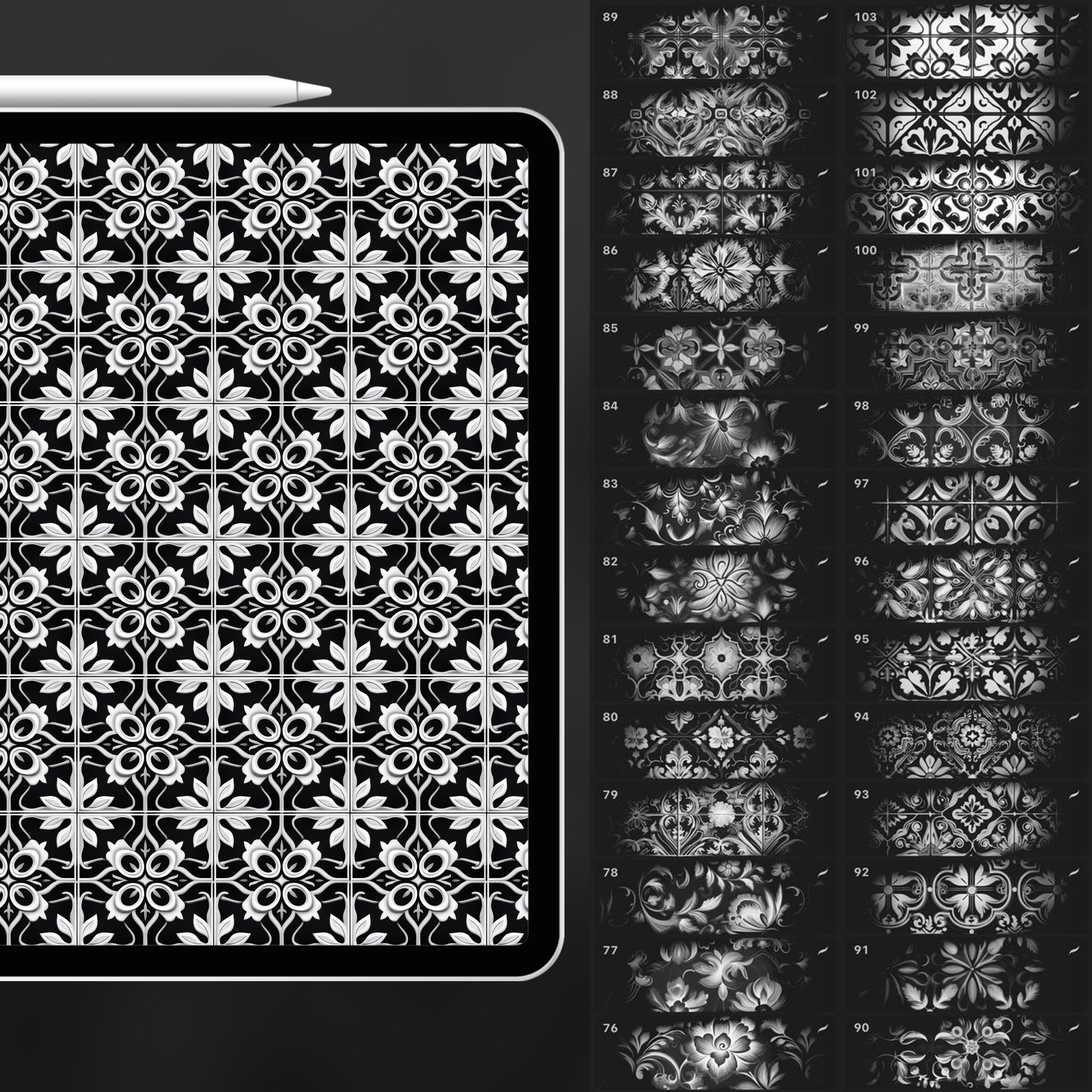 100 Procreate Portuguese Tile Patterns | Traditional Azulejo Tile ...