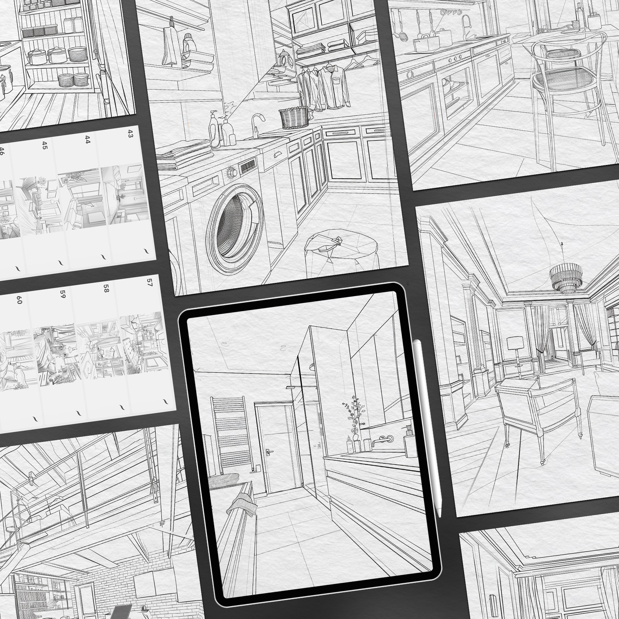 Buy 100 Procreate Rooms 2 Backgrounds Stamps | Procreate Study Room ...