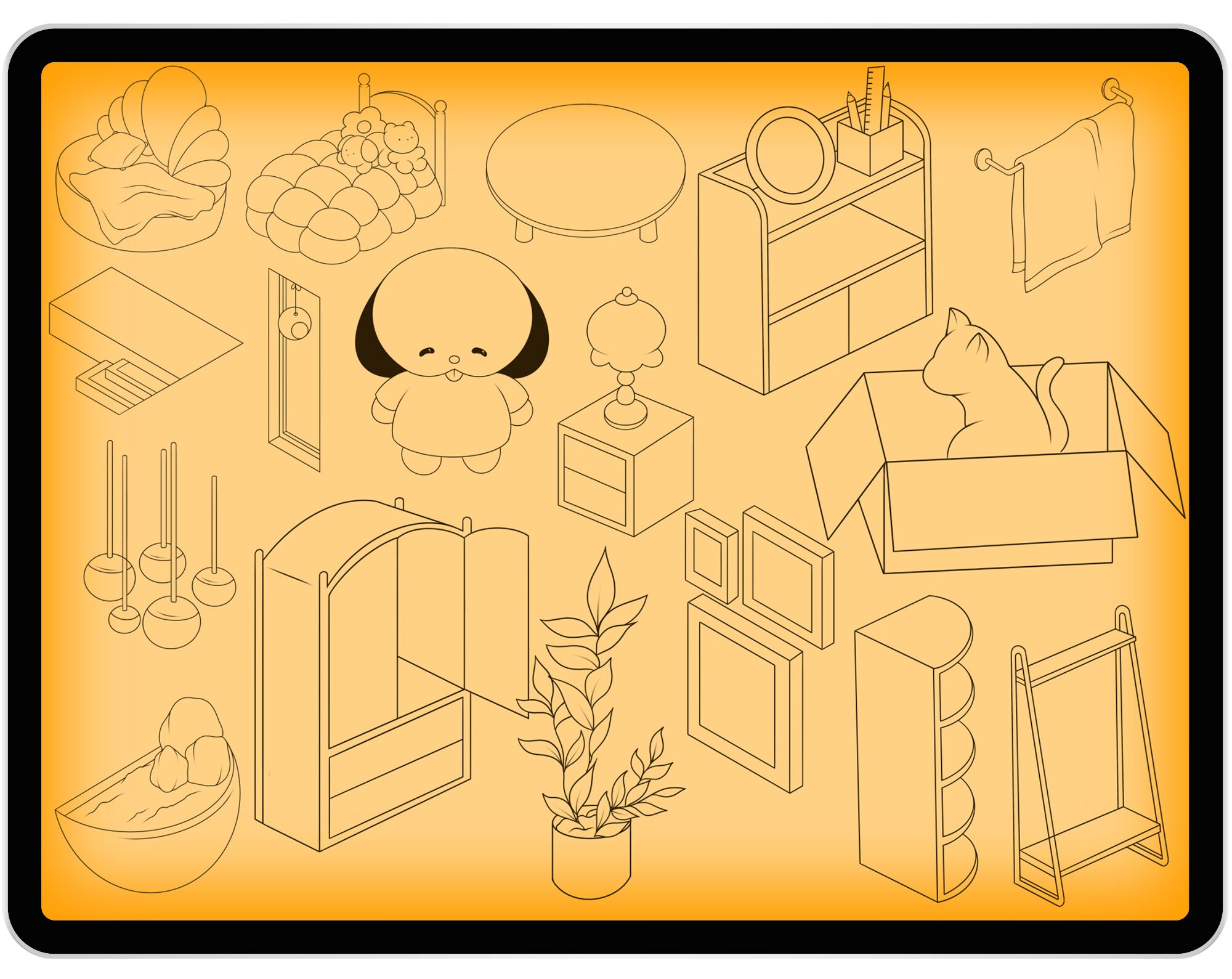 100 Isometric Room Brush for Procreate, Isometric 3D Boy Room Procreate ...