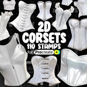 110 Procreate 2D Women Corsets Stamp Brushes | Procreate Fashion Clothes | Procreate Bustiers | Procreate Victorian Corsets