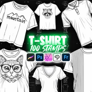 100 Procreate T-shirt Stamp Brushes | Procreate Clothing Stamp Brushes | Procreate Fashion Stamp Brushes | Procreate Woman Shirt Brush