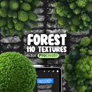 110 Procreate Forest Textures | Treetops Procreate Seamless Texture Brushes | Procreate Hedge Bush Texture Brushes