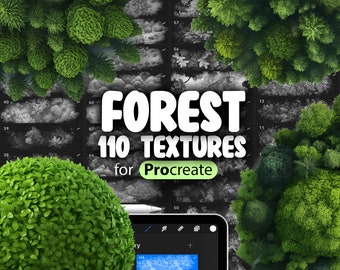 110 textures de forêt procréer | Treetops Procreate brosses à texture transparente | Brosses à texture Procreate Buisson de haie