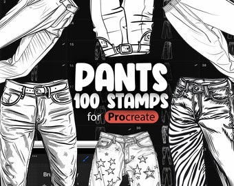 100 Procreate Women Pants Stamp Brushes | Procreate Fashion | Procreate Female Pants | Procreate Male Pants | Procreate Jeans Stamps