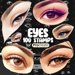 100 Procreate Eyes-stempelborstels | Realistische Anime Eyes-stempels reproduceren | Vrouwelijke manga-ogen voortplanten | Procreate Cartoon Eyes-stempels