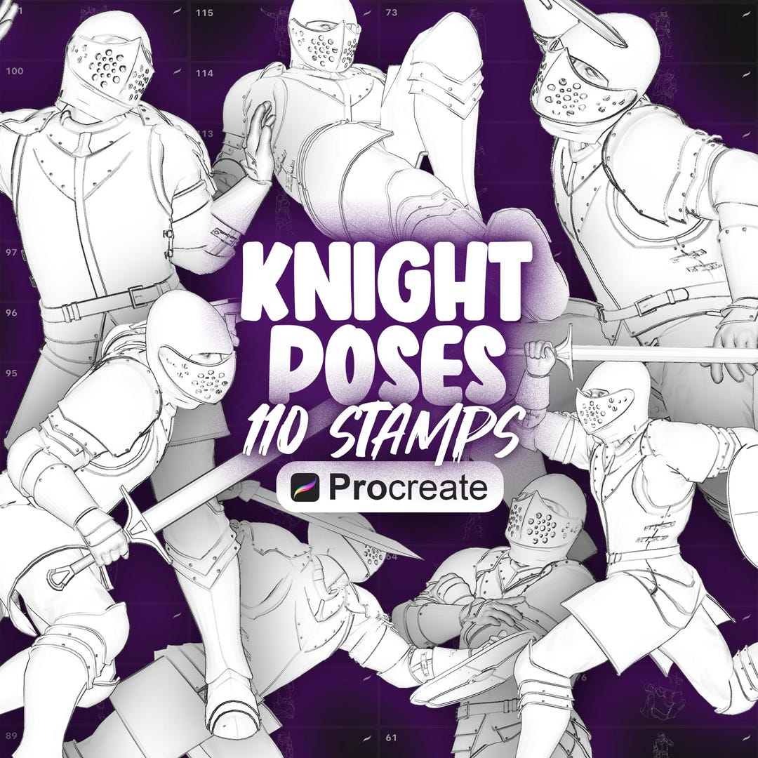 110 Procreate Knight Poses Stamps | Procreate Cavalier Poses Stamps ...
