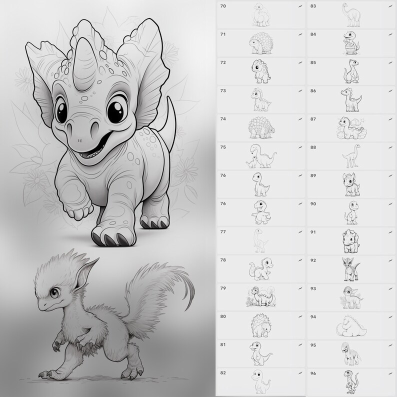 150 Procreate Cute Dinosaurs Stamps | Procreate Dino Stamp Brushes ...