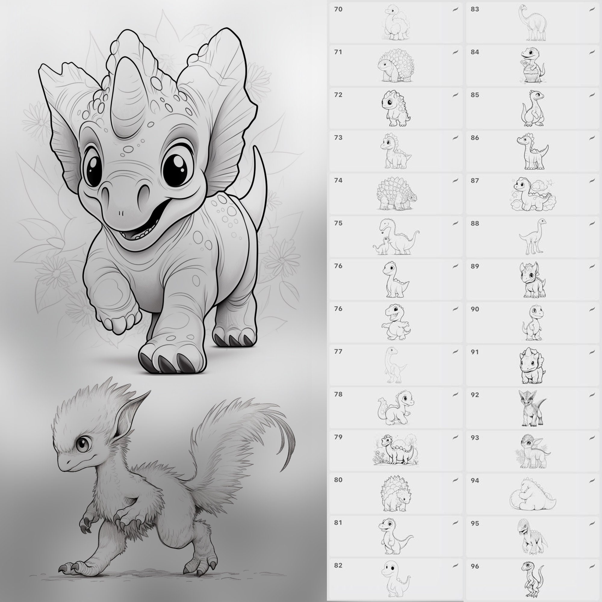 150 Procreate Cute Dinosaurs Stamps | Procreate Dino Stamp Brushes ...
