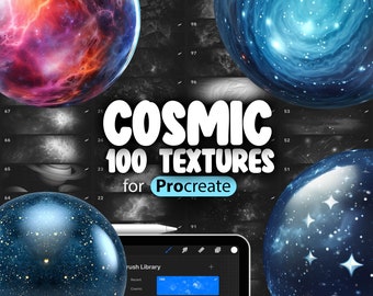 100 Procreate Space Textures | Procreate Cosmic Textures | Starry Sky Procreate Texture Seamless Brushes | Nebula Procreate Texture